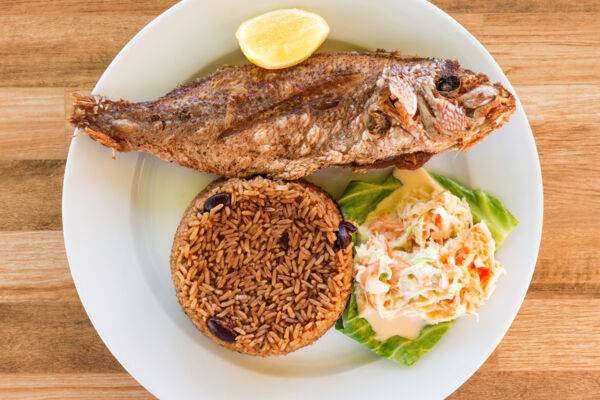 Turks and Caicos style fried snapper dinner