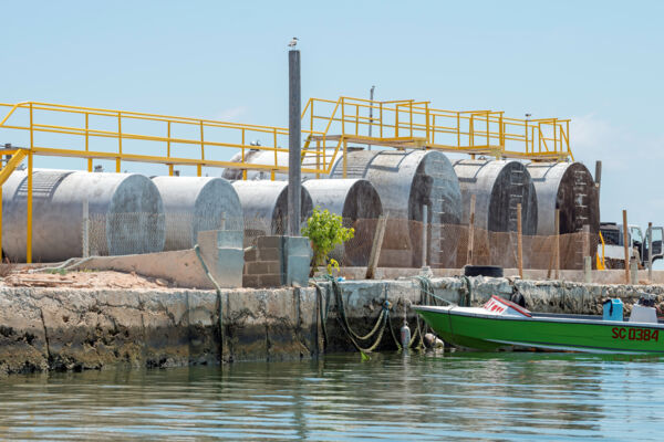 Marine fuel storage tanks on South Caicos