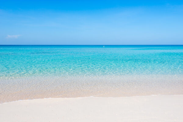 The beach, ocean and horizon at Governor's Beach on Grand Turk