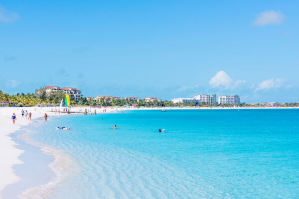 Perfect weather at the calm Grace Bay Beach in the Turks and Caicos