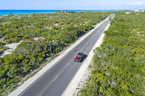 Grace Bay Road leading to the Leeward region of Providenciales