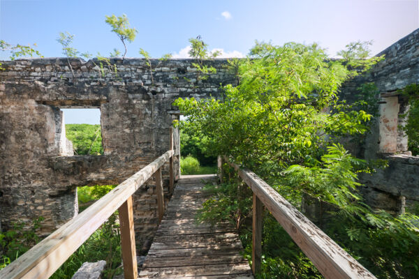 The interior of the ruined Great House at Wade's Green Plantation