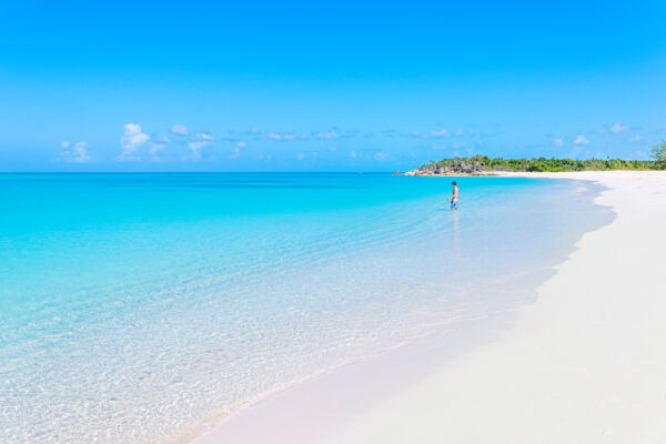 Swimmer at Half Moon Bay Beach and Water Cay