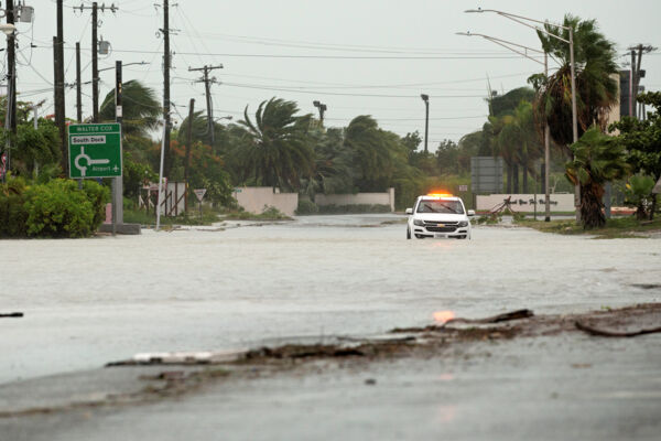 Flooding in the Turks and Caicos after Hurricane Isaias on 31 July 2020