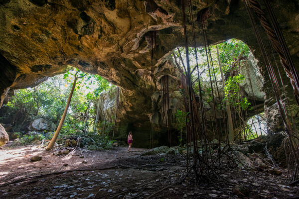 The open gallery limestone Indian Cave on Middle Caicos