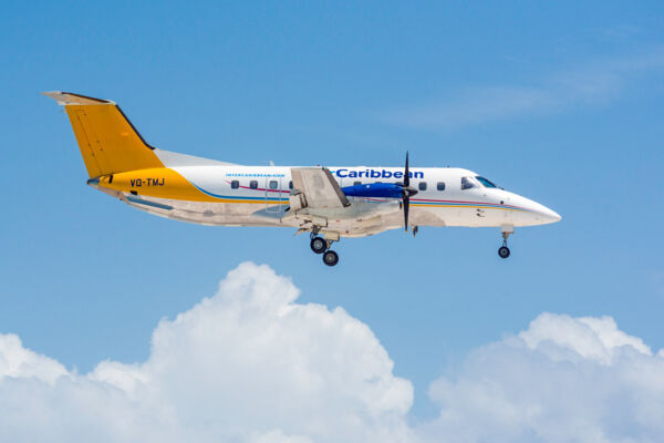 InterCaribbean Embraer 120 Brasilia flying over Providenciales