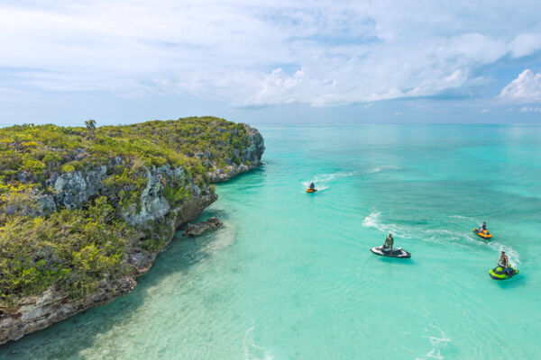 Jet ski tour at the cliffs and cave of West Harbour Bluff on Providenciales