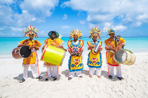 Turks and Caicos Junkanoo band in costume.