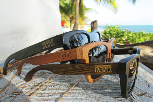 Konk Apparel bamboo sunglasses in the Turks and Caicos