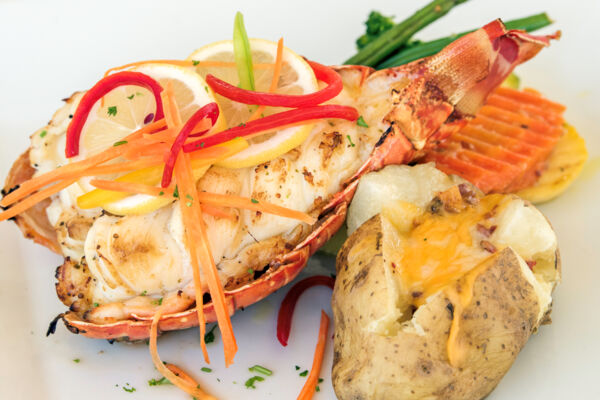 Grilled lobster in Turks and Caicos
