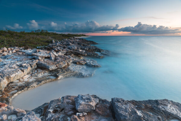 Dusk at the coastline of Malcolm's Road Beach and Northwest Point National Park 