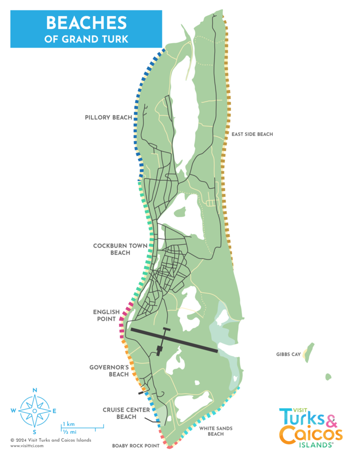 Map of beaches on Grand Turk