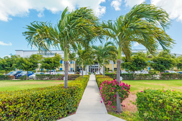 Landscaping and walking path at the National Hospital on Providenciales