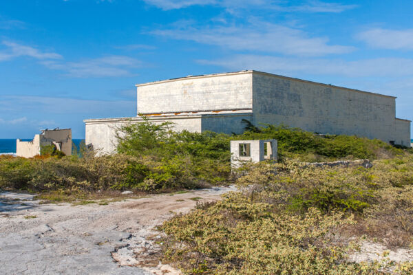 Industrial building at the abandoned U.S. Navy NAVFAC 104 base in the Turks and Caicos