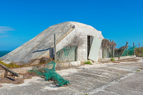 Concrete bunker on the east side of the U.S. Navy NAVFAC 104 base on Grand Turk