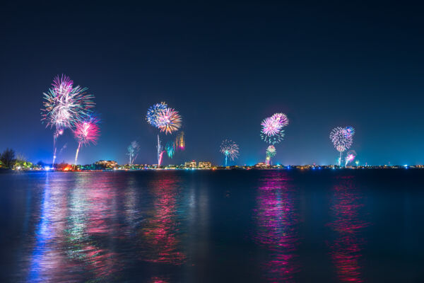 The 2016 New Year's Eve fireworks over Grace Bay and Providenciales