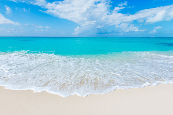 Wave on the beach at the beautiful North Bay on Salt Cay