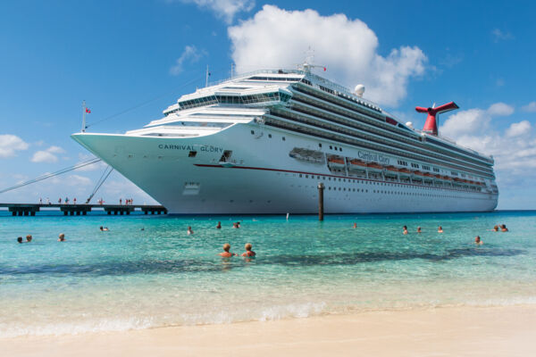 Cruise ship and the beach at Grand Turk in the Turks and Caicos