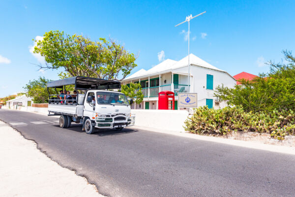 Open air tour excursion truck at the Turks and Caicos National Museum on Grand Turk