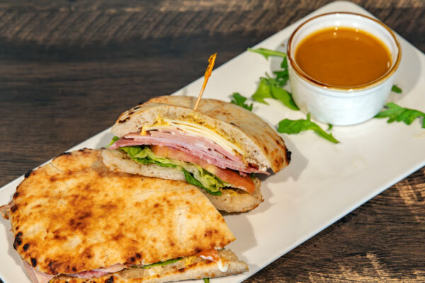 Sandwich with side soup. 