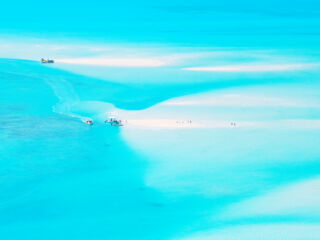 Aerial view of sandbars in the Turks and Caicos