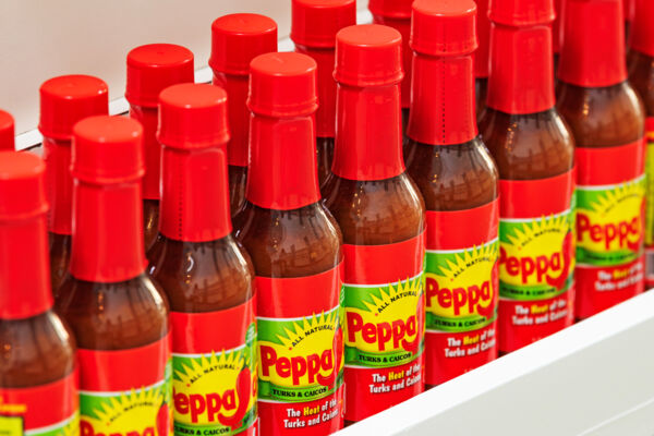 Bottles of hot sauce.