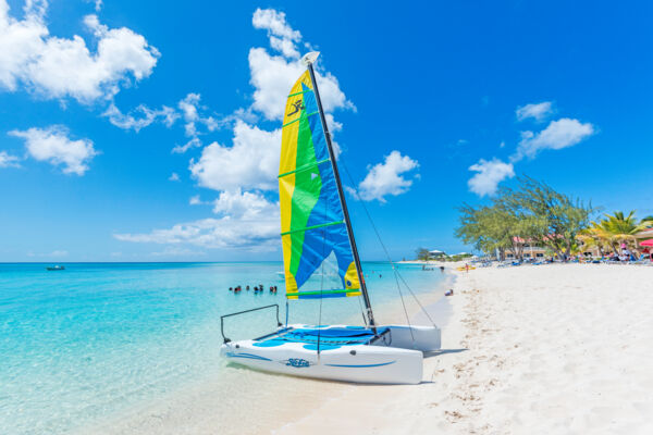 Hobie Cat Sailboat on the beautiful Pillory Beach on Grand Turk
