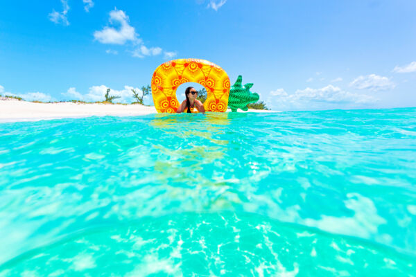 Pineapple beach float in the Turks and Caicos