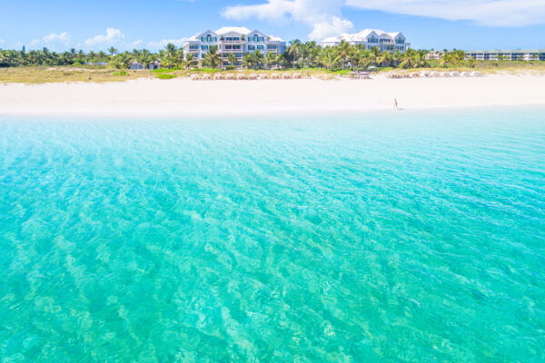 Point Grace Resort and Grace Bay Beach as seen from the water