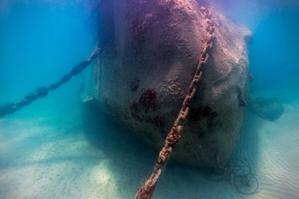 The bow of a shipwreck near Providenciales in the Turks and Caicos Islands