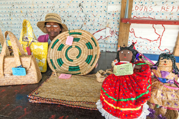 Handmade woven crafts at Ready Money Garden on North Caicos