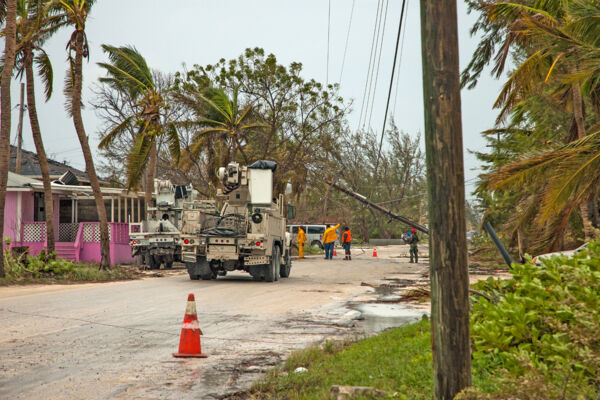 Utilities repairs in Blue Hills on Providenciales after a hurricane