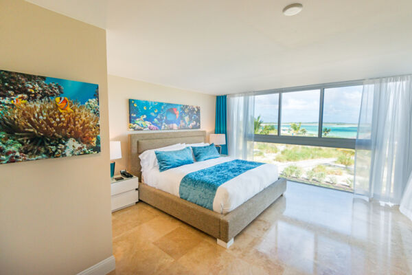 A luxury room at the East Bay Resort on South Caicos