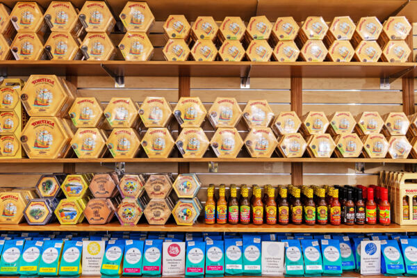 Rum cake and food products in a Turks and Caicos shop