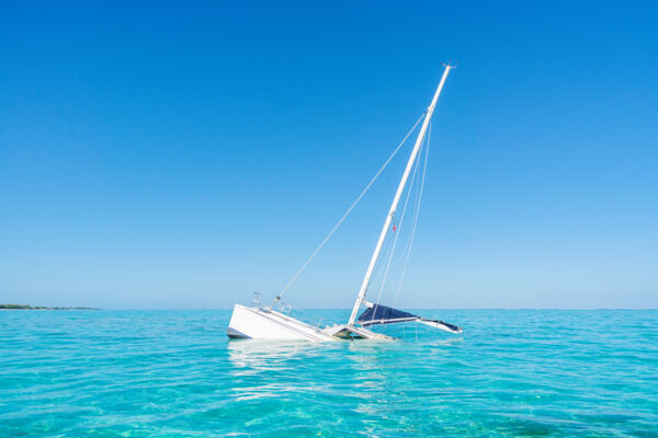 Manta catamaran sailboat wreck at North Caicos in the Turks and Caicos