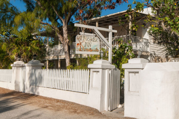 The gate on Duke Street for the Salt Raker Inn on Grand Turk