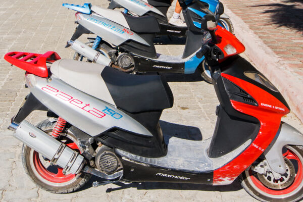 Rental scooters at Cockburn Town on Grand Turk