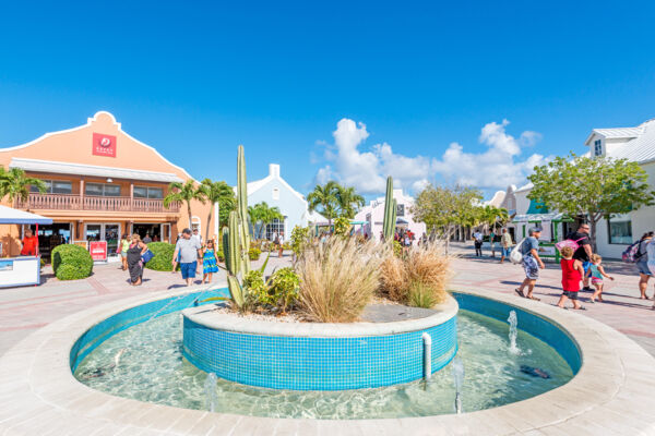 Fountain at the plaza at the Grand Turk Cruise Center in the Turks and Caicos