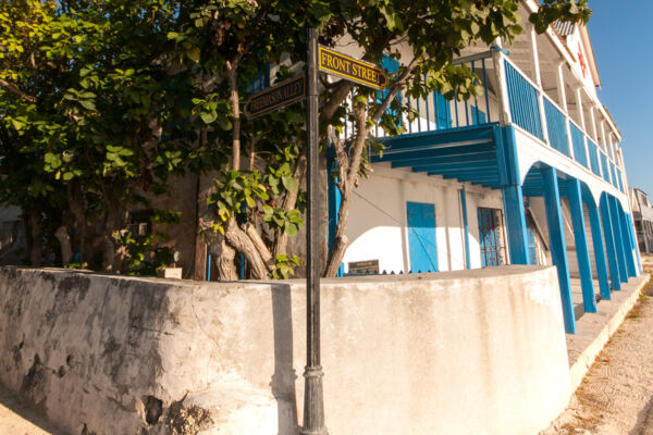 The quaint street in Cockburn Town in the Turks and Caicos