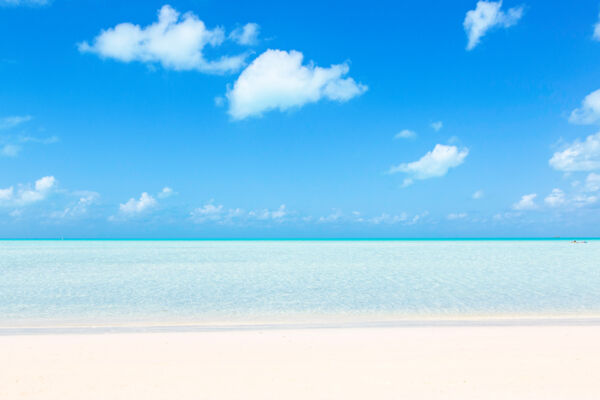 The beach and horizon at Taylor Bay Beach in the Turks and Caicos