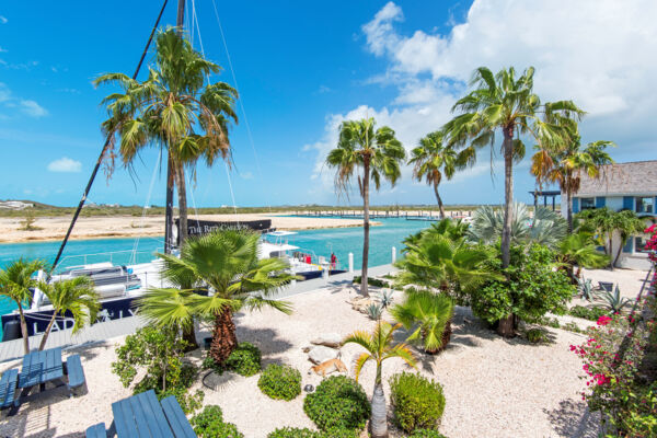 Sailing catamaran at South Bank Marina in the Turks and Caicos