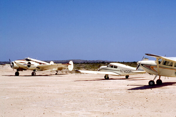 Old photo of aircraft at the South Caicos airport