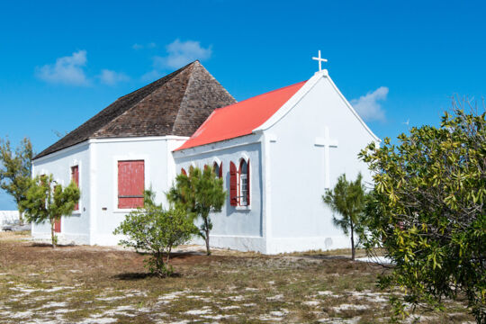 The oceanfront St. John's Church on Salt Cay in the Turks and Caicos