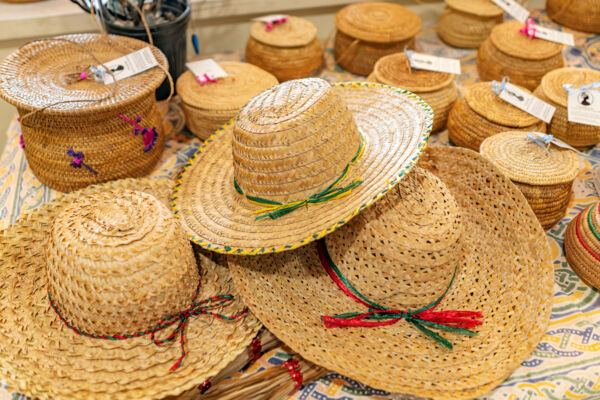 Straw hats for sale at the Middle Caicos Co-op in Turks and Caicos. 