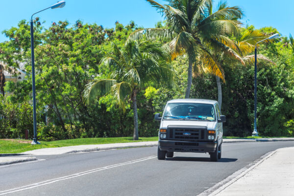 A taxi on Grace Bay Road in the Turks and Caicos