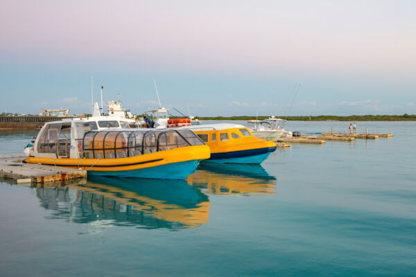 South Caicos ferry boats anchored at a Providenciales marina.