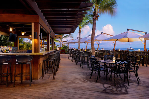 The Deck restaurant at dusk