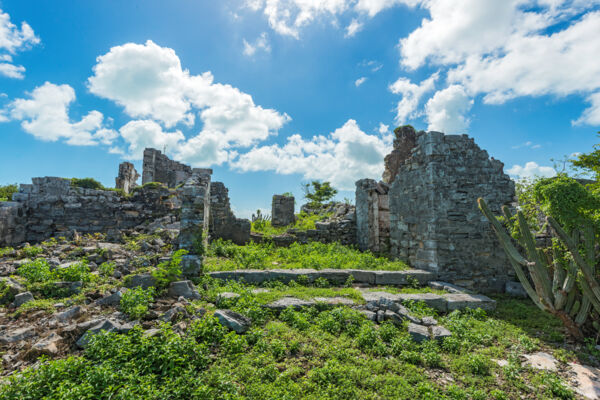 The ruins of the Great House at the Cheshire Hall Plantation in the Turks and Caicos