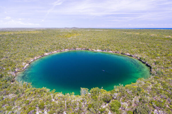 An inland giant blue hole in the Turks and Caicos