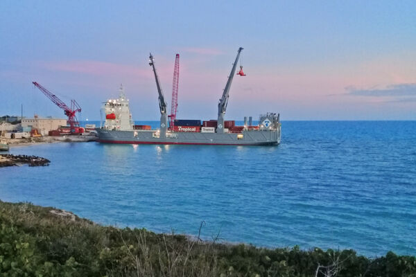 The Tropic Freedom ship at South Dock on Providenciales